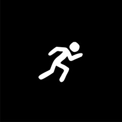 Fototapeta na wymiar Running man icon hand drawn icon isolated on black background 