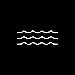Obraz premium Sea waves line hand drawn icon isolated on black background