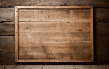 Wooden frame with on the wooden wall, Old picture frame, Generative AI.