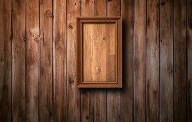 Wooden frame with on the wooden wall, Old picture frame, Generative AI.