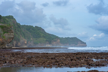 Beach view at low tide.