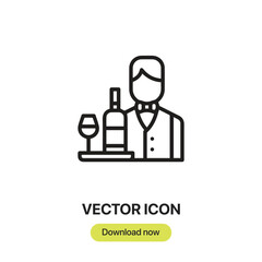 waiter icon vector. Linear style sign for mobile concept and web design. waiter symbol illustration. Pixel vector graphics - Vector.