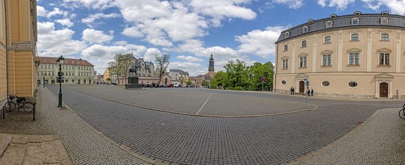 Panoramic view of Democracy Square in Weimar during the day