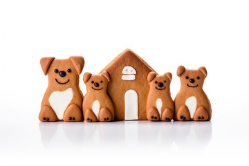 dog family gingerbread isolated