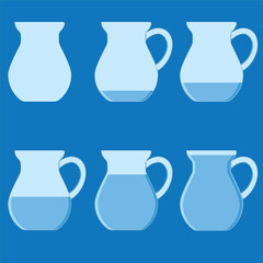 water, full and empty glass and vase