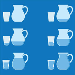 water, full and empty glass and vase