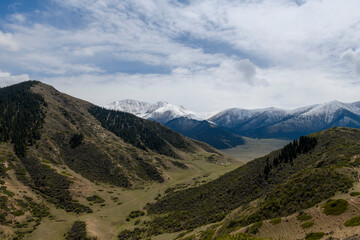 Fototapeta premium Summer mountain landscape. Kyrgyzstan mountains. Issyk-Kul region.