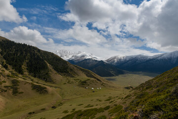 Obraz premium Summer mountain landscape. Kyrgyzstan mountains. Issyk-Kul region.
