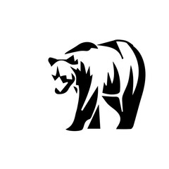 Obraz na płótnie Canvas Silhouette of a bear black and white for Use Company Logo, T-shart, Cap, Logo, Branding, Website, App, Software etc..