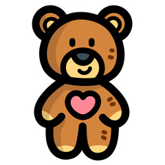 Plakat teddy bear filled outline icon style