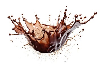 stock photo of chocolate splash isolated on white background Food Photography AI Generated - obrazy, fototapety, plakaty
