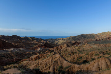 Canyon in Kyrgyzstan. Multi-colored canyon Fairy Tale. Kyrgyzstan mountains. Issyk-Kul region. Charyn Canyon.