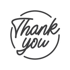 Obraz premium Thank you handwritten inscription. Calligraphy thanking message in circle.