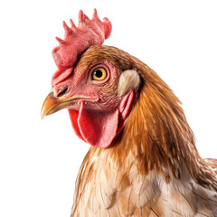 Portrait of a rooster isolated on transparent background. Created with Generative AI tools