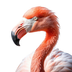 Portrait of a flamingo on a transparent background. Isolate. Created with Generative AI tools