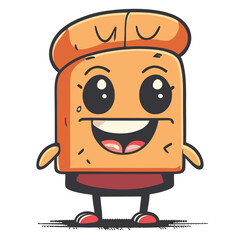 Bread cartoon smiling , bread cartoon character