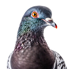 Portrait of a pigeon isolated on a transparent background. Created with Generative AI tools