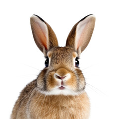Obraz premium Close-up of a cute rabbit, isolated on transparent background. Created with Generative AI tools