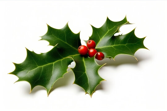 Holly leaf isolated created with Generative AI technology