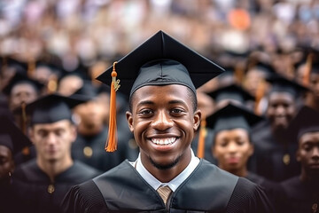 Portrait of smiling happy satisfied university graduate made with Generative AI technology