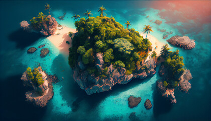 Tropical Island created with Generative AI technology	