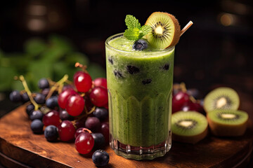 fruits mint juice smoothies created with Generative AI technology