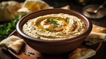 Hummus in blow created with Generative AI technology