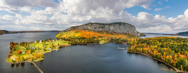 Autumn colors at Mount Kineo State Park - an island on Moosehead Lake - Maine