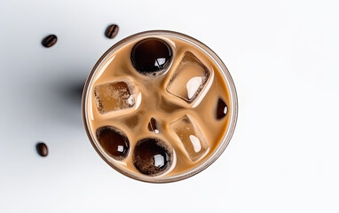 top view of iced coffee americano created with Generative AI technology