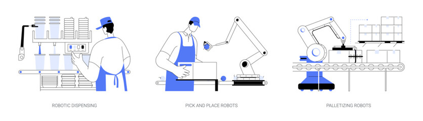 Industry robots abstract concept vector illustrations. - obrazy, fototapety, plakaty