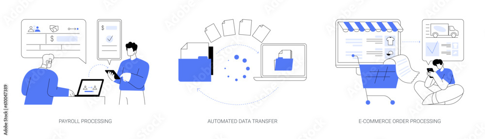 Wall mural automated business processes abstract concept vector illustrations.