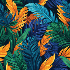 Fototapeta na wymiar Seamless Colorful Tropical Leaves Pattern.Seamless pattern of Tropical Leaves in colorful style. Add color to your digital project with our pattern! 