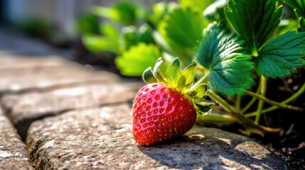 Korean strawberry on ground created with Generative AI technology