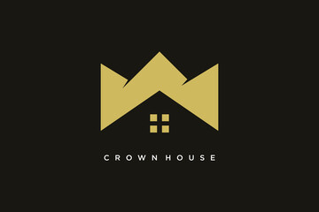 Crown house logo design vector with creative unique style