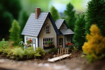 Fototapeta na wymiar Miniature House created with Generative AI technology