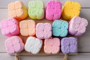 Obraz na płótnie Canvas stock photo of colorfull marshmallow on the kitchen Food Photography AI Generated