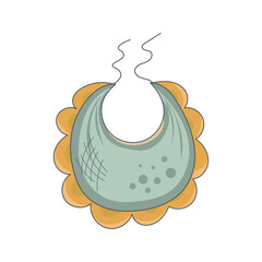 bib for babies on a white background. traditional item for children. Vector illustration. hand drawn