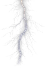 A lightning electrical strike on a transparent background, Generative AI