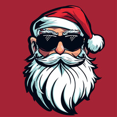 Cool Santa Claus with Sunglasses and Beard (Bad Santa Vibe - Red)