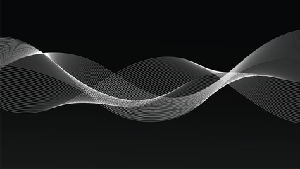 Modern wavy lines background wallpaper in black and white