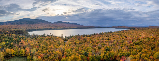 Autumn view of Mountain View Pond - Maine in the Moosehead Lake area.	