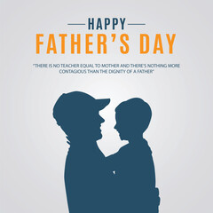 Fathers day background with silhouette of father and son