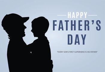 Fathers day background with silhouette of father and son