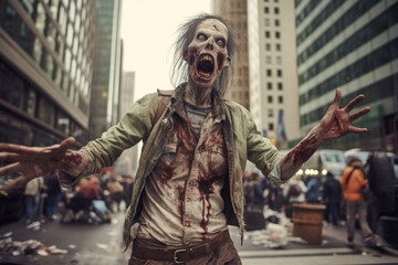 Zombie in city created with Generative AI technology