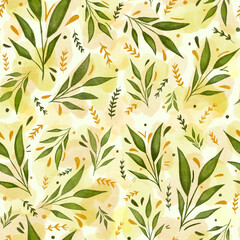 Ilustración de patrón sin fisuras de naturaleza. Conjunto moderno de decoración de hojas de plantas dibujadas en digital con textura.