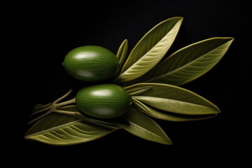 Obraz na płótnie Canvas Olive leaf and Olive created with Generative AI technology