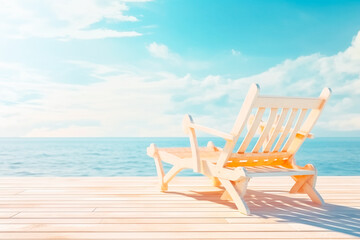 Sunbathing bench on a wooden ledge