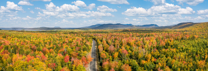 Scenic Drive in autumn near Moosehead Lake - Maine