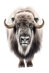 close up of a muskox isolated on a transparent background