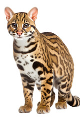 close up of a ocelot isolated on a transparent background